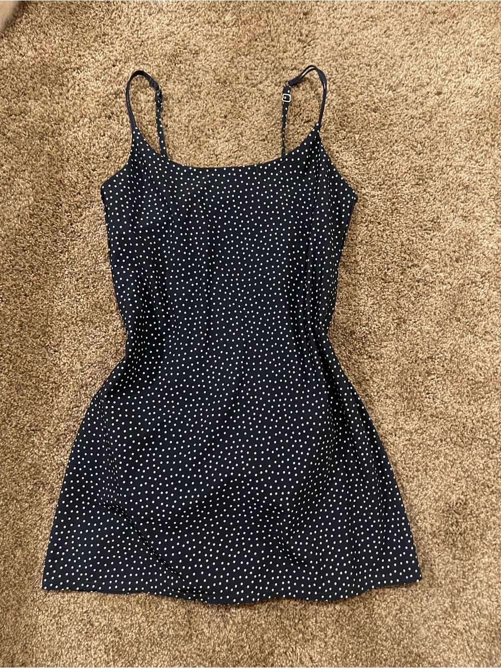 Abercrombie & Fitch Traveler Mini Dress Built-in Shorts Navy Polka Dots